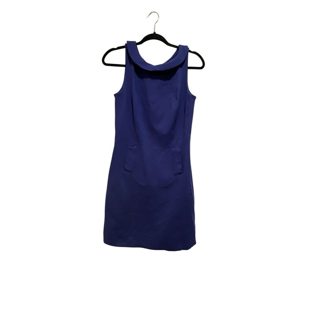 Boden Womens Sheath Dress Solid Blue‎ Lined Peter Pan Collar Sleeveless Knit 6
